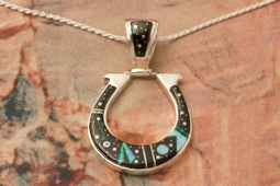 Calvin Begay Night Sky Sterling Silver Horse Shoe Pendant